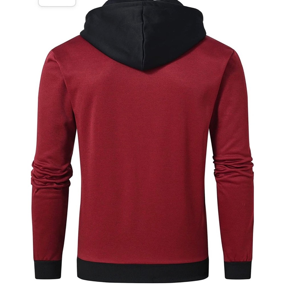 New Hooded Jacket Slim Fit Turtleneck Fleece Zip Up Hoodie Outerwear Men’s 2XL - Picture 2 of 11
